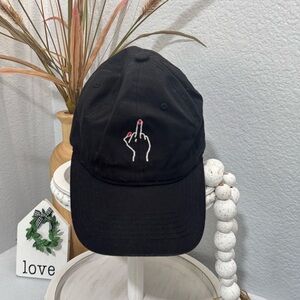 Middle Finger Black Baseball Cap Middle Name Danger One Size Embroidered